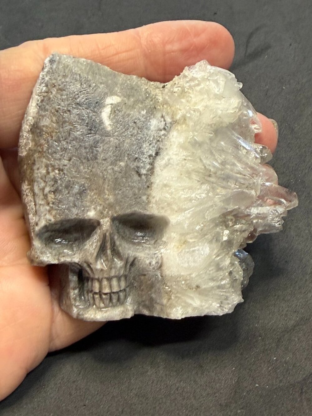 Quartz crystal Carved Skull 2"
